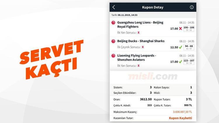 Servet kaçtı 3 milyon 600 bin liralık iddaa kuponu...