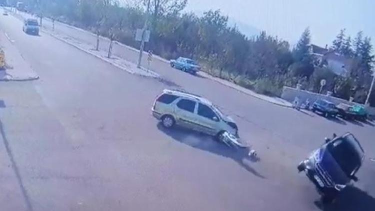 Otomobilin cipe çarptığı kaza kamerada