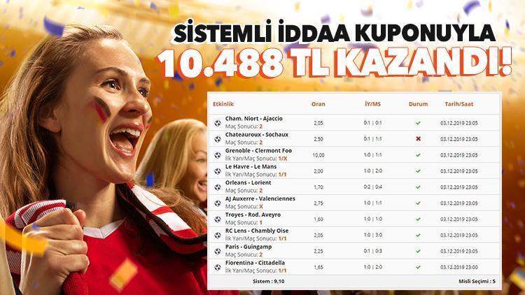 Sistemli iddaa kuponu yaptı, 10 bin 488 lira kazandı