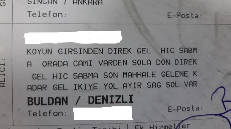 Kargo paketindeki adres şaşkına çevirdi