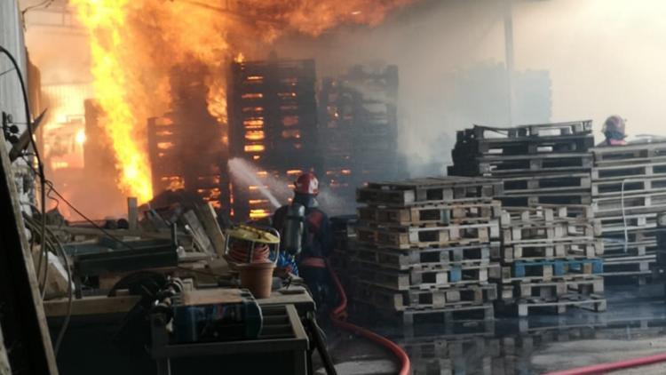 Sakarya’da ahşap palet fabrikasında yangın