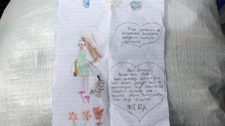 Depremzedelere kazak gönderen 5 yaşındaki Miradan duygusal mektup