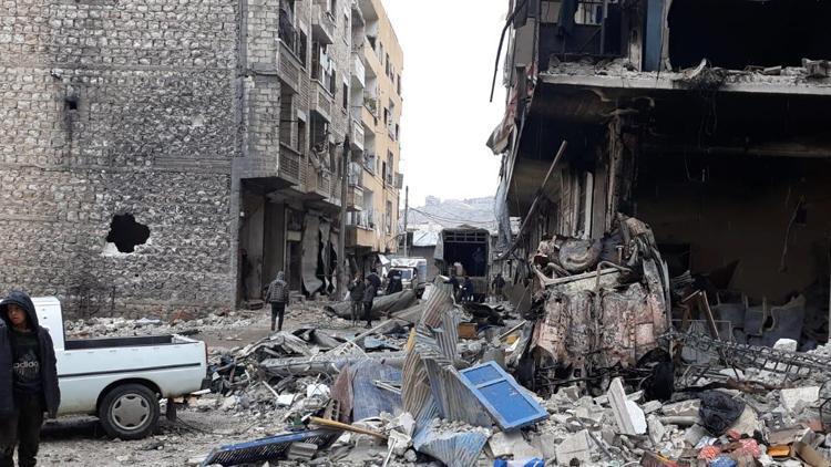 Suriyede bombalanan Eriha ilçesi gündüz görüntülendi