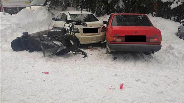 Kayak merkezinden ilginç kaza Bir anda aralarına daldı