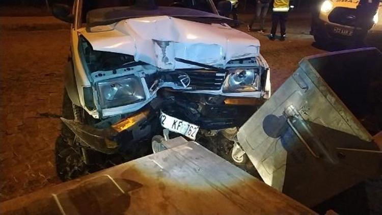 Edirnede alkollü sürücü kaza yaptı, 1 yaralı
