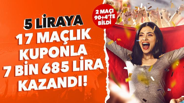 17 maçlık iddaa kuponu 5 liraya 90+4te 7 bin 685 lira kazandı...