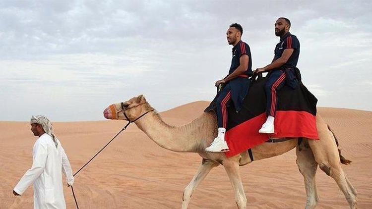 Arsenalli futbolcular deveye binip çölde gezdiler