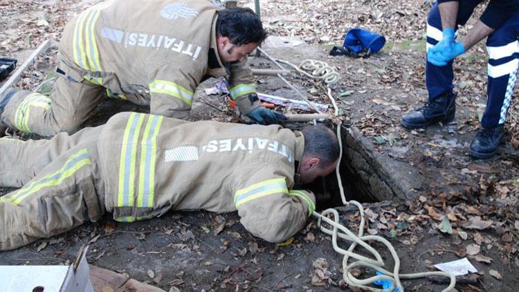 Kadıköyde 15 metre derinlikteki su kuyusuna düştü