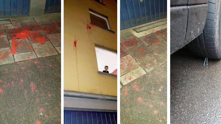 Türklerin yaşadığı binaya boyalı saldırı