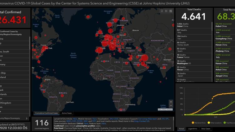 Dünya koronavirüsü bu haritalardan takip ediyor