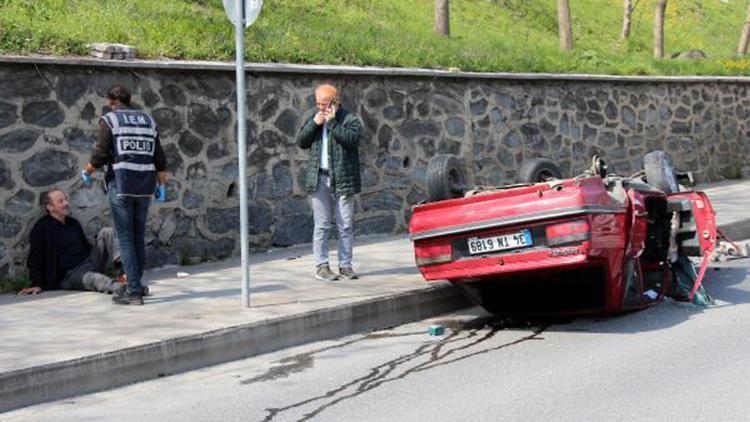 Şişlide takla atıp hurdaya dönen otomobilden burnu bile kanamadan çıktı