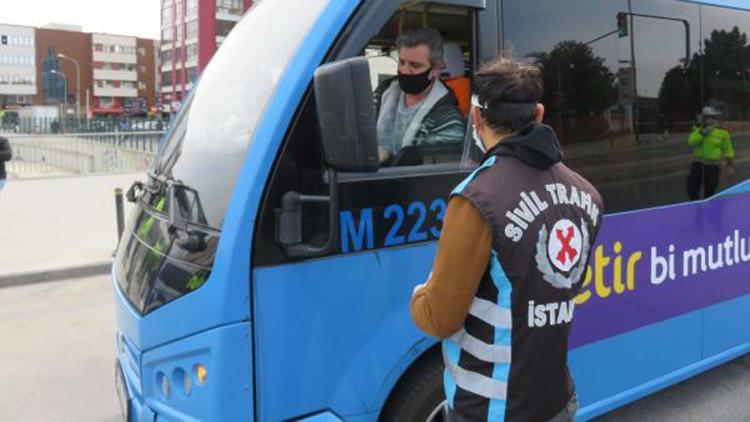 Kadıköyde minibüslerde sosyal mesafe denetimi