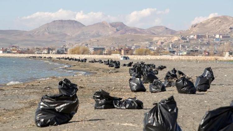 Van Gölü sahilinde 40 ton çöp toplandı