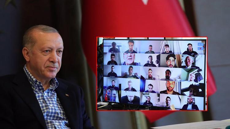 Cumhurbaşkanı Recep Tayyip Erdoğan, A Milli Futbol Takımı ile video konferans görüşmesi yaptı