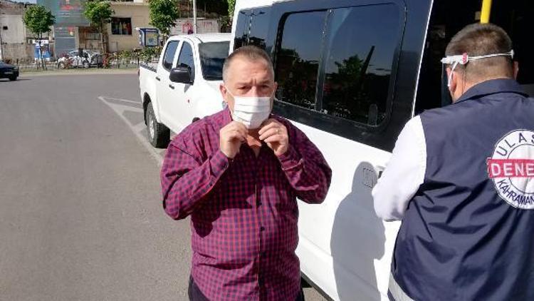 Kahramanmaraşta toplu taşıma araçlarına maske dağıtıldı