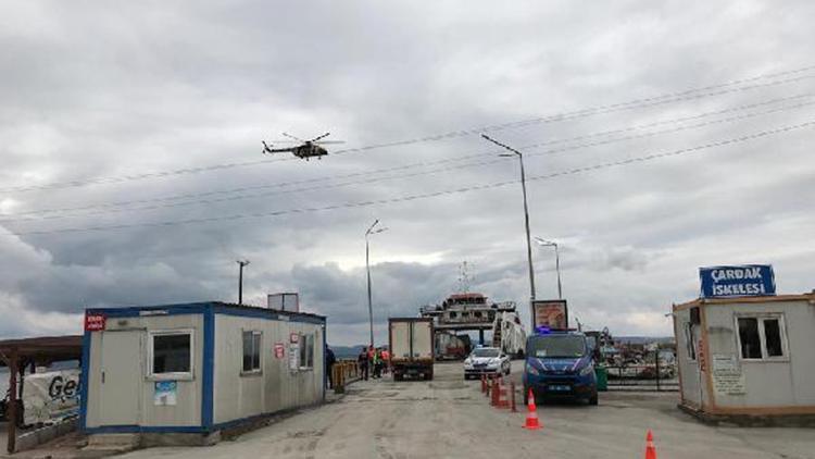 Çanakkalede, helikopterle havadan trafik denetimi