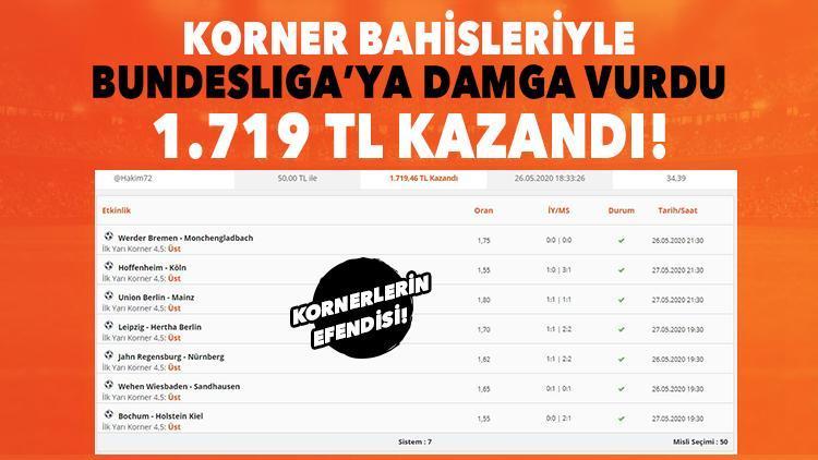 Kornerlerin efendisi Bundesliga iddaa kuponuyla 1.719 TL kazandı...