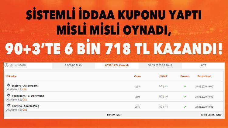 Sistemli iddaa kuponuyla 90+3te 6 bin 718 TL kazandı Misli misli oynadı...