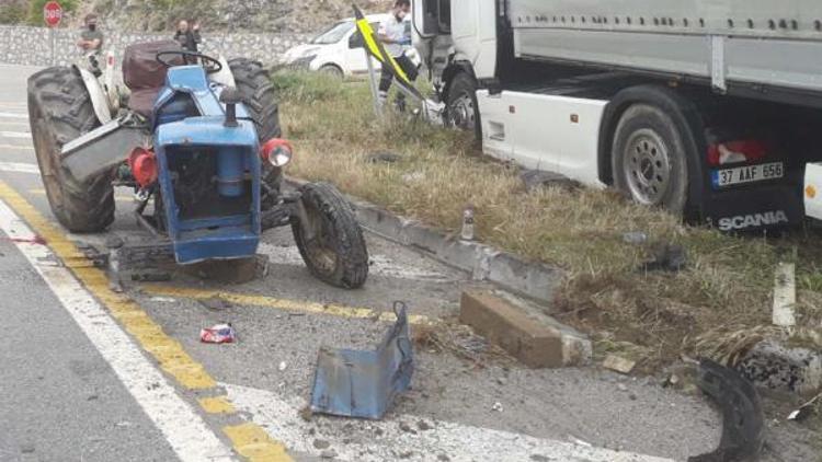 TIR ile traktör çarpıştı: 1 ağır yaralı