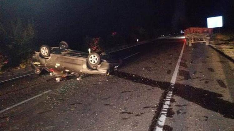 Aracı takla attı, hurdaya döndü Kendisi sapasağlam çıktı