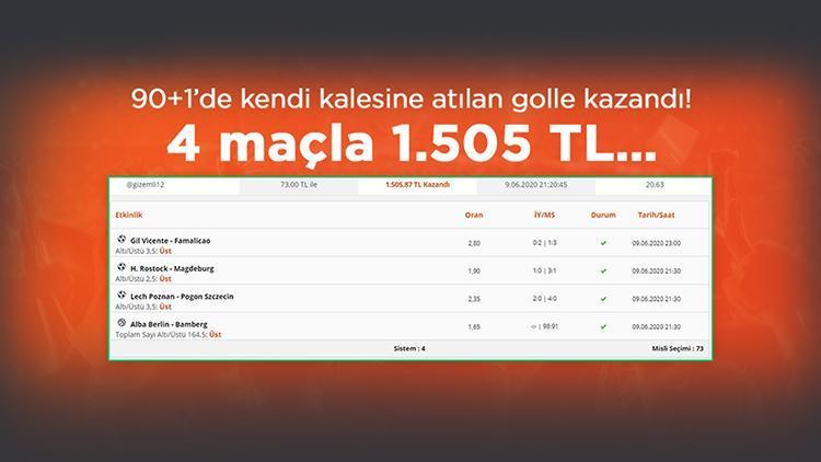 4 maçlık iddaa kuponu ile 1.505 TL kazandı 90+1de kendi kalesine...