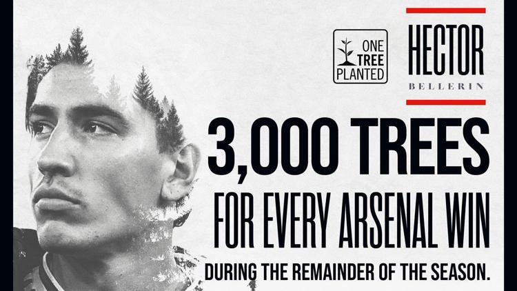 Hector Bellerinden Arsenalin her galibiyeti için 3 bin ağaç