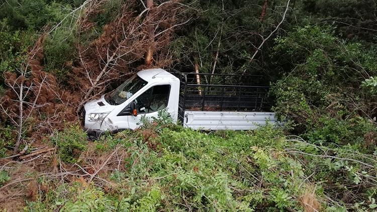 Kamyonet ormanlık alana düştü: 3 yaralı