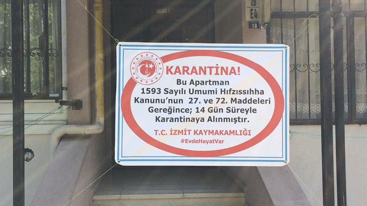 Kocaeli’de 8 korona virüs pozitif vaka bulunan apartman karantinaya alındı