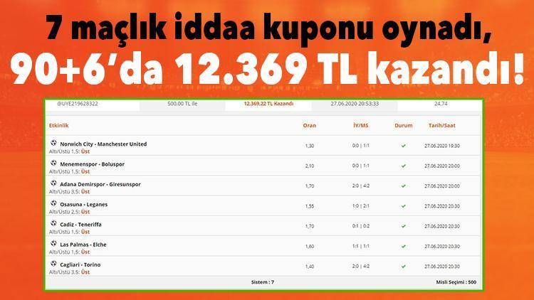 7 maçlık iddaa kuponu oynadı, 90+6’da 12.369 TL kazandı