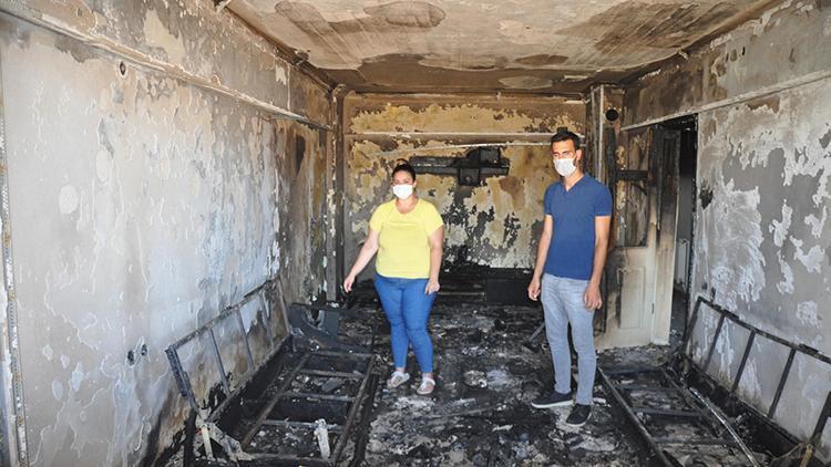 Evi yanan Çelik ailesi yardım bekliyor