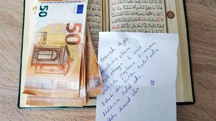 ‘Misafiriniz oldum, eksik olmayın’ dedi, Kuran-ı Kerim’in arasına 400 Euro bıraktı