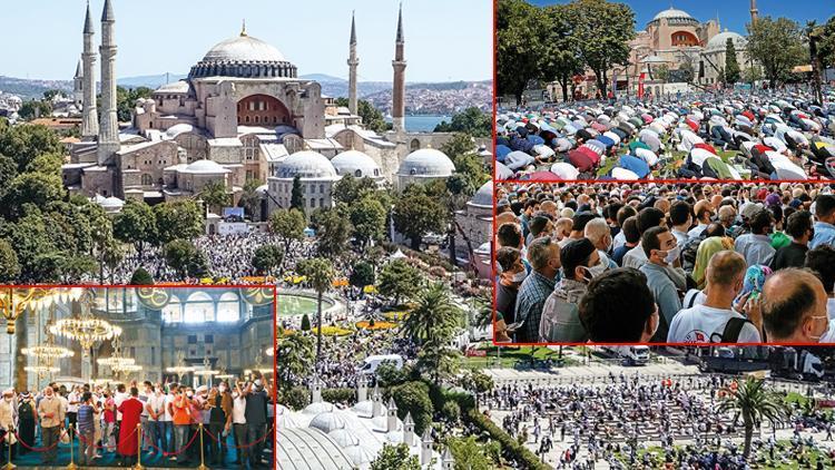 Akın akın Ayasofya’ya 350 bin kişiyle ilk namaz