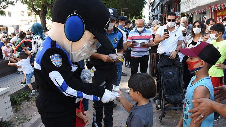 Eskişehir polisinden maskotlu koronavirüs uyarısı