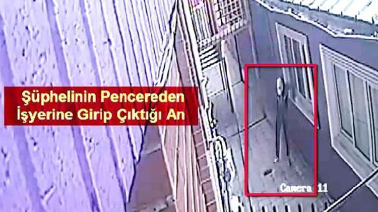 İş yerlerine pencereden girerken görüntülenen şüpheli yakalandı