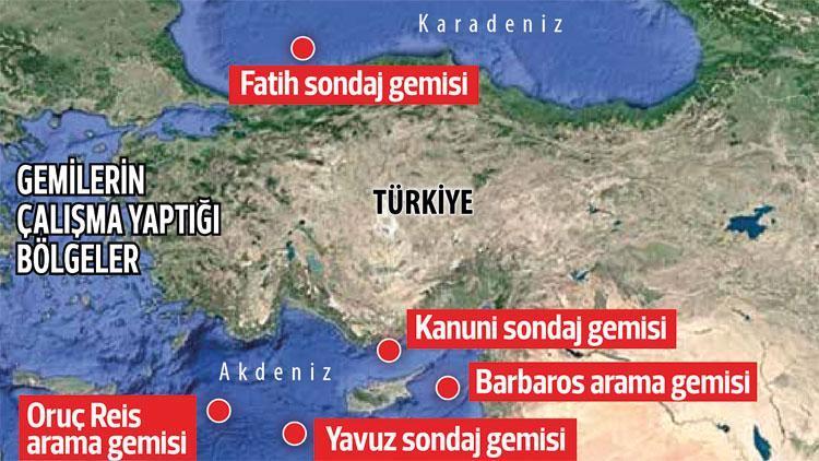 Türkiye 3 sondaj, 2 sismik araştırma gemisiyle Karadeniz ve Akdeniz’de faaliyetlerini sürdürüyor... 5 gemimiz fersah fersah arıyor