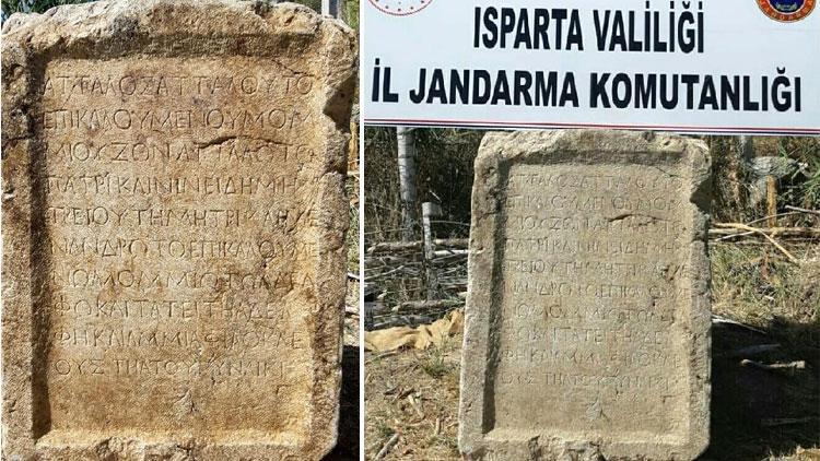 Ispartada 1800 yıllık kitabe ele geçirildi