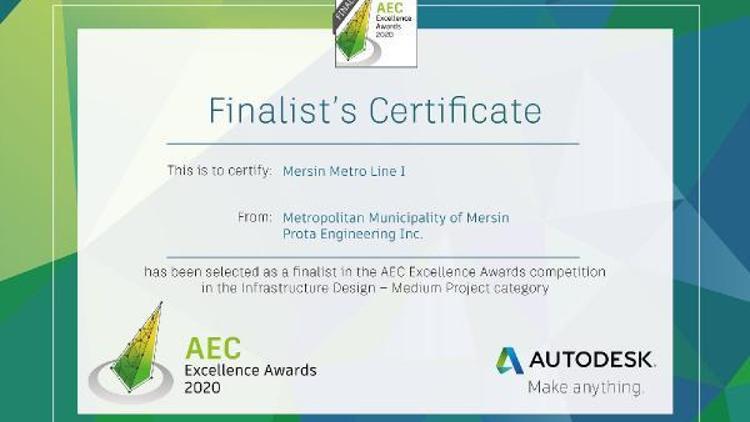 Mersin’in metro projesi, Aec Excellence Awardsda finalist oldu
