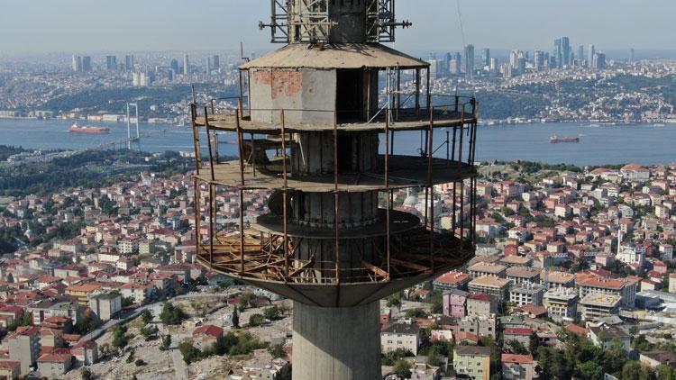 Çamlıcada 40 yıldır hizmet veren TRT verici kulesinin sökümüne de başlandı