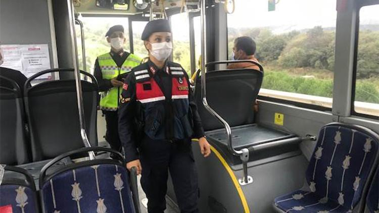Jandarmadan şehir içi ve şehirlerarası otobüslerde koronavirüs denetimi