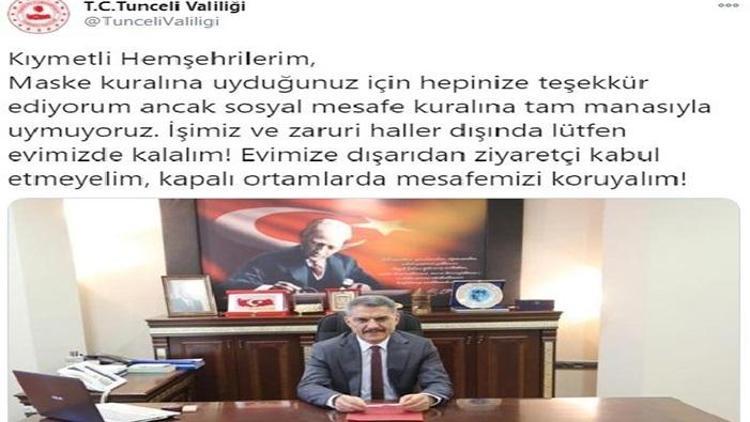 Vali Özkandan maske kuralına uyan Tuncelililere teşekkür