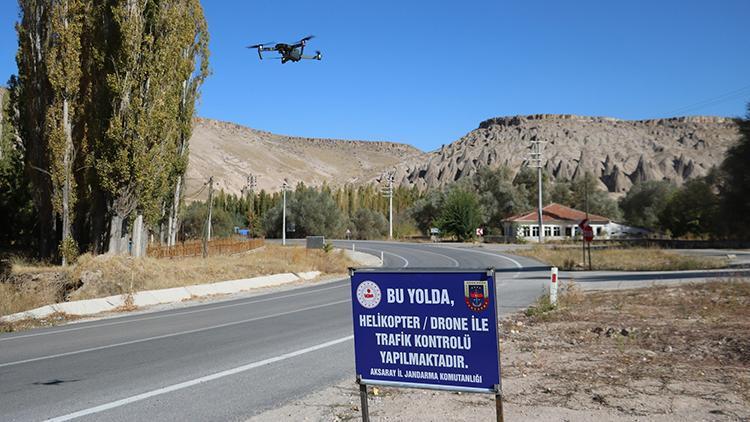 Aksaray’da jandarmadan drone ile denetim