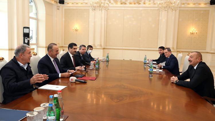 Azerbaycanda kritik zirve Aliyev, Bakan Çavuşoğlu ve Akarı kabul etti