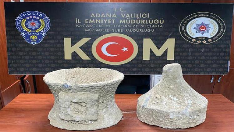 Adana’da kamyonetin kasasında tarihi eser kaçakçılığı