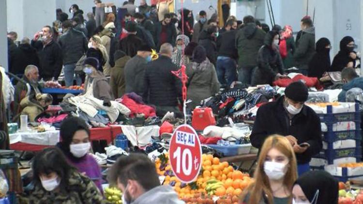 Kısıtlamaya saatler kala pazarlarda yoğunluk