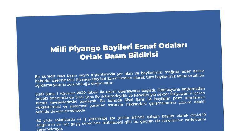 Milli Piyango Bayileri Esnaf Odalarından ortak açıklama