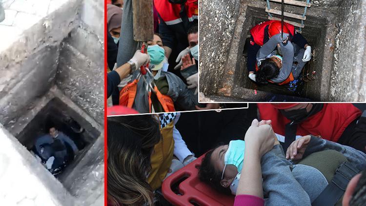 Adanada hamile kadının büyük şansızlığı  Bir anda 5 metrelik kanalizasyona düştü
