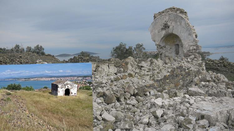 Balıkesirde 250 yıllık manastır şapeli defineci kazıları nedeniyle yıkıldı