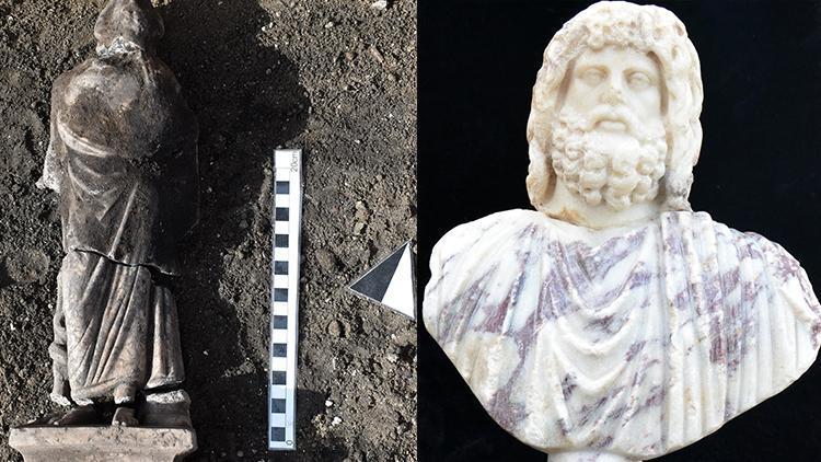 Kibyra Antik Kentinde sağlık tanrısı Asklepios heykelciği ve Serapis büstü bulundu