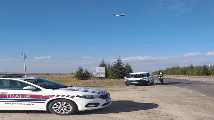 Jandarmadan helikopter destekli trafik denetimi