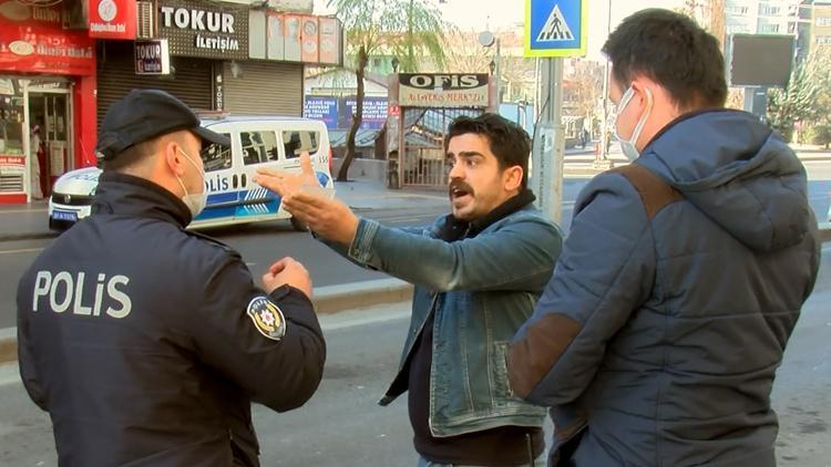 Diyarbakırda ilginç anlar Maskesiz ve kimliksiz kişi polisle böyle tartıştı